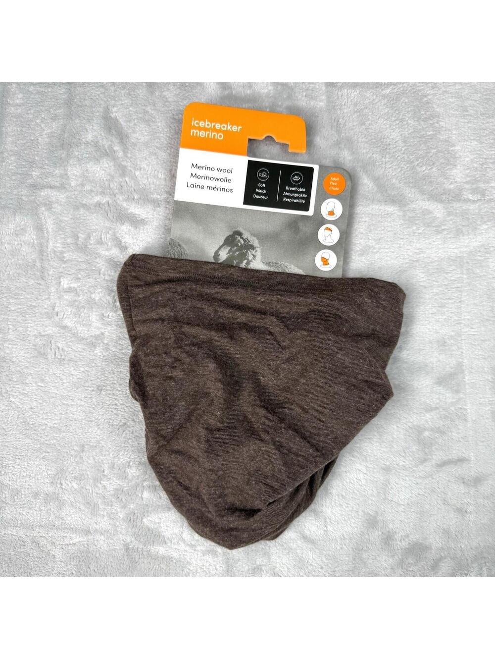 Icebreaker Merino Wool Neck Gaiter Adult Flexi Chute Brown One Size Hiking Camp